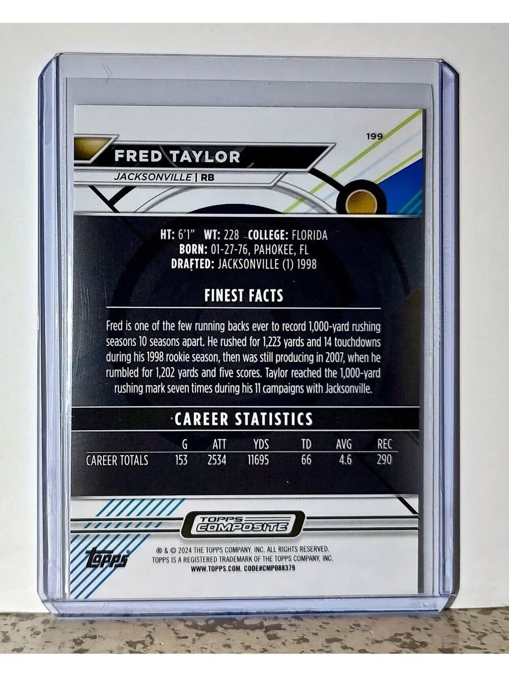 Fred Taylor 2023 Topps Finest NFL #199 Football Card Jacksonville Jaguars